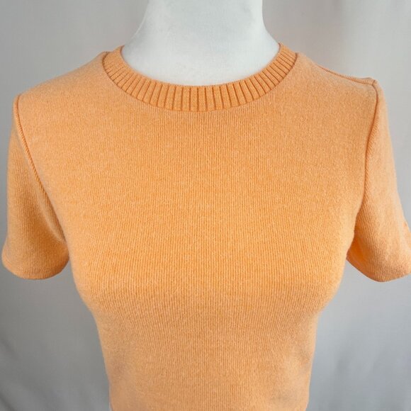 Zara Minimalist Peach Short Sleeve Knit Women Small S - Picture 3 of 9